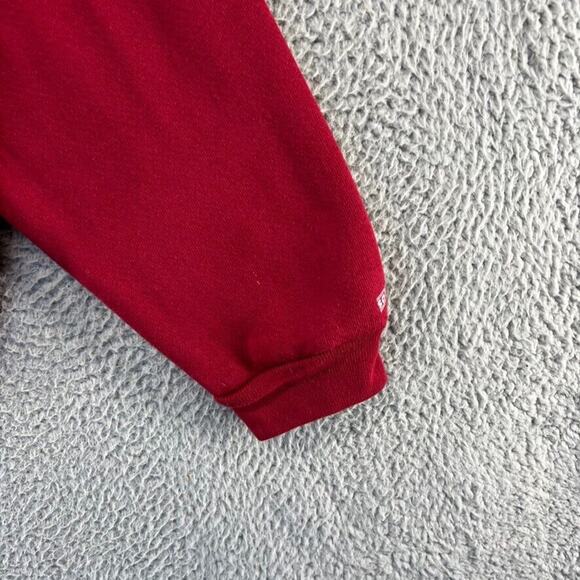 Vintage Blank Sweatshirt Men's Medium Red Hoodie Full Zip Streetwear Pockets Y2K - Picture 2 of 10